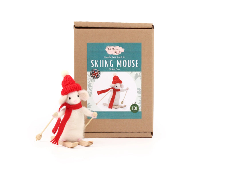 The Makers Skiing Mouse Needle Felting Kit