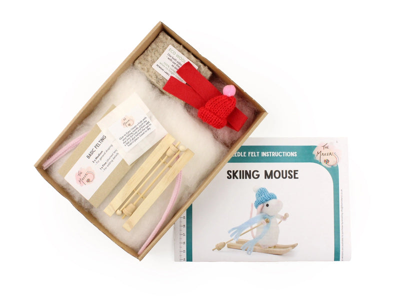 The Makers Skiing Mouse Needle Felting Kit