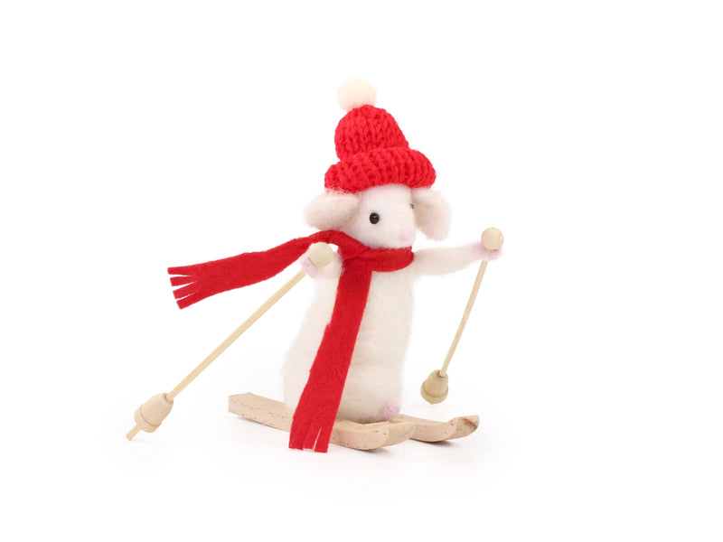 The Makers Skiing Mouse Needle Felting Kit